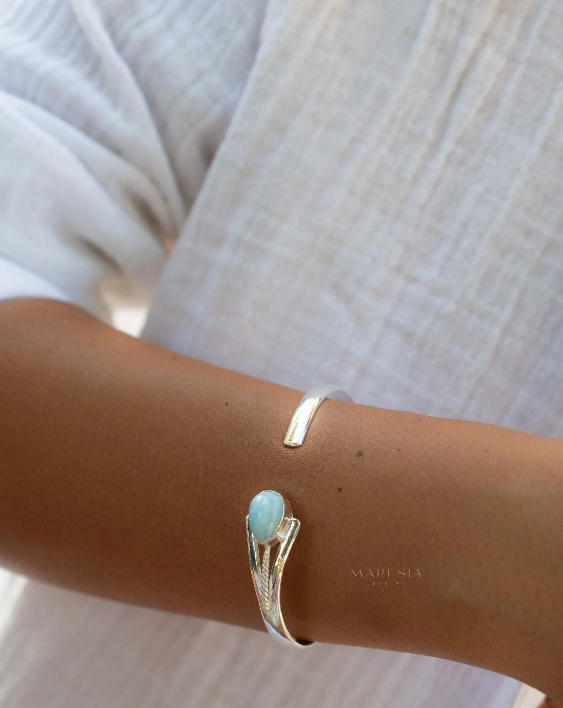 Larimar Adjustable Bracelet ~ Sterling Silver 925 ~ MB058