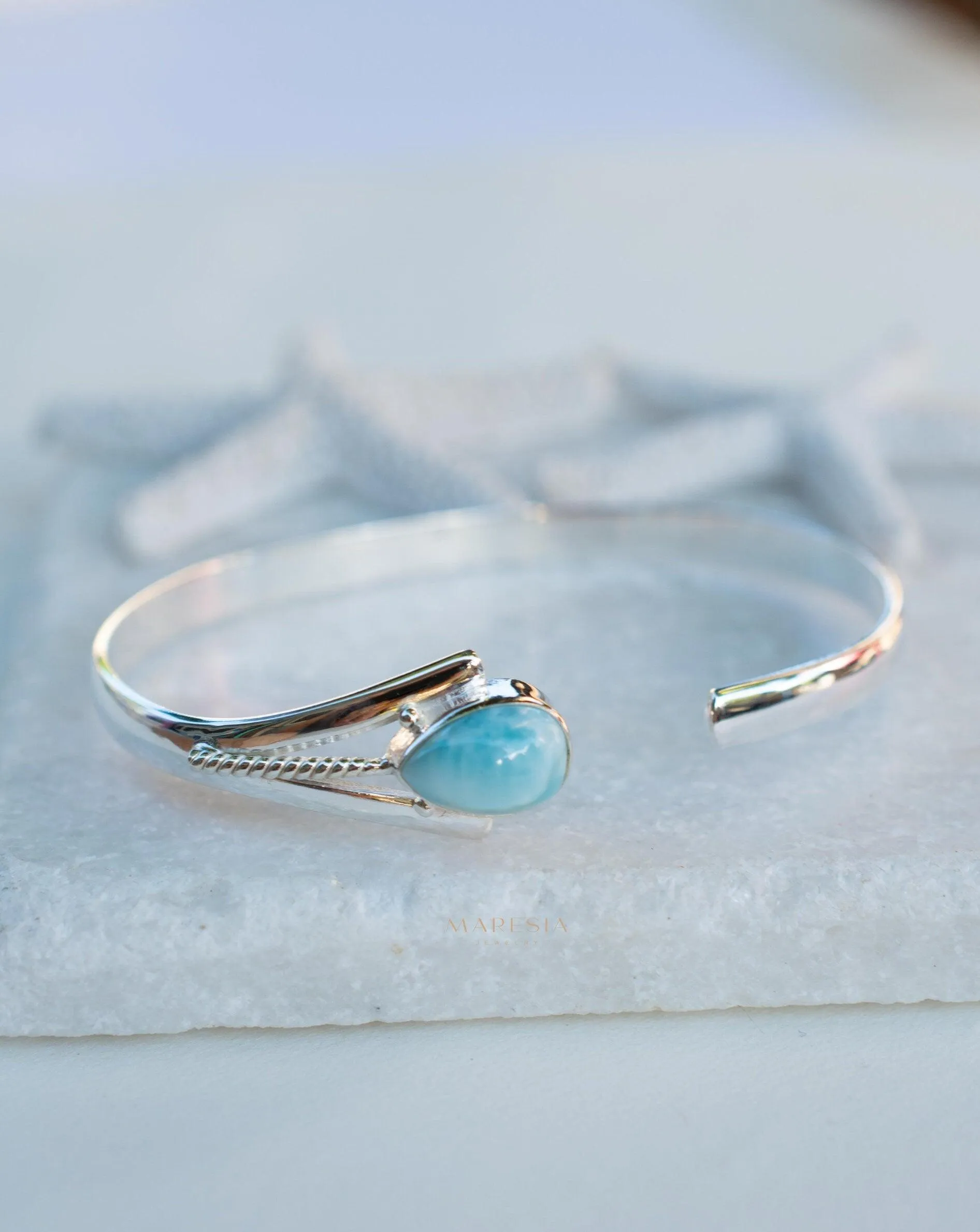 Larimar Adjustable Bracelet ~ Sterling Silver 925 ~ MB058