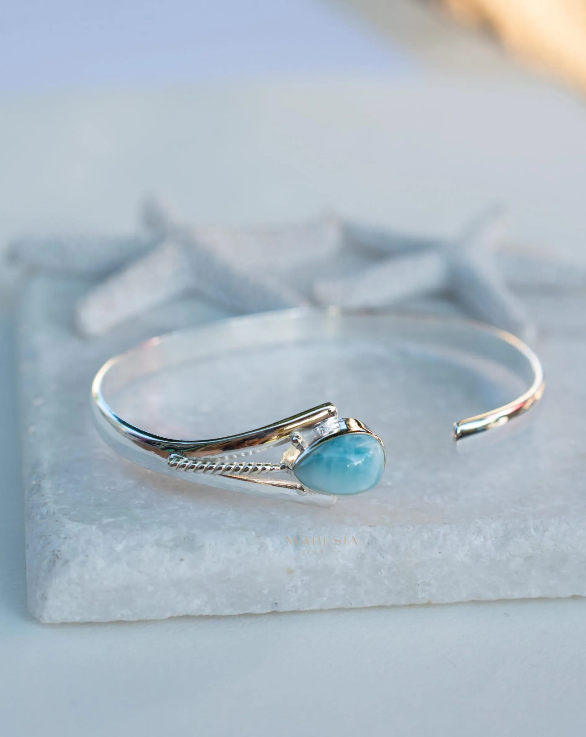 Larimar Adjustable Bracelet ~ Sterling Silver 925 ~ MB058