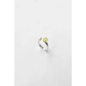 Lemon Quartz Pearl Open Ring