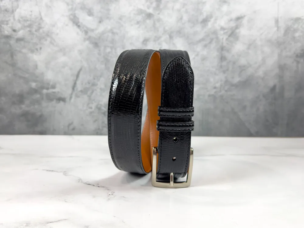 Lizard Belt: Polished Black