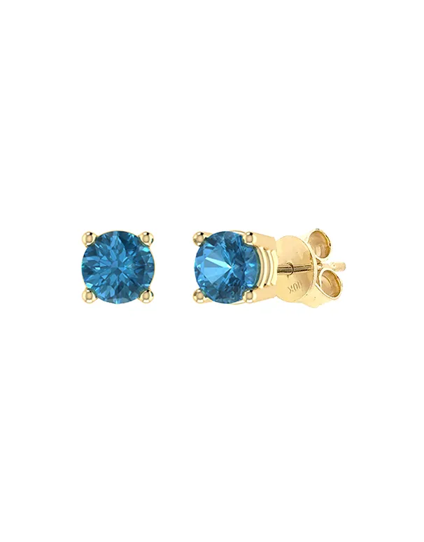 London Blue Topaz Earrings - 10ct Yellow Gold London Blue Topaz Stud Earrings - 788141