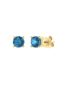 London Blue Topaz Earrings - 10ct Yellow Gold London Blue Topaz Stud Earrings - 788141