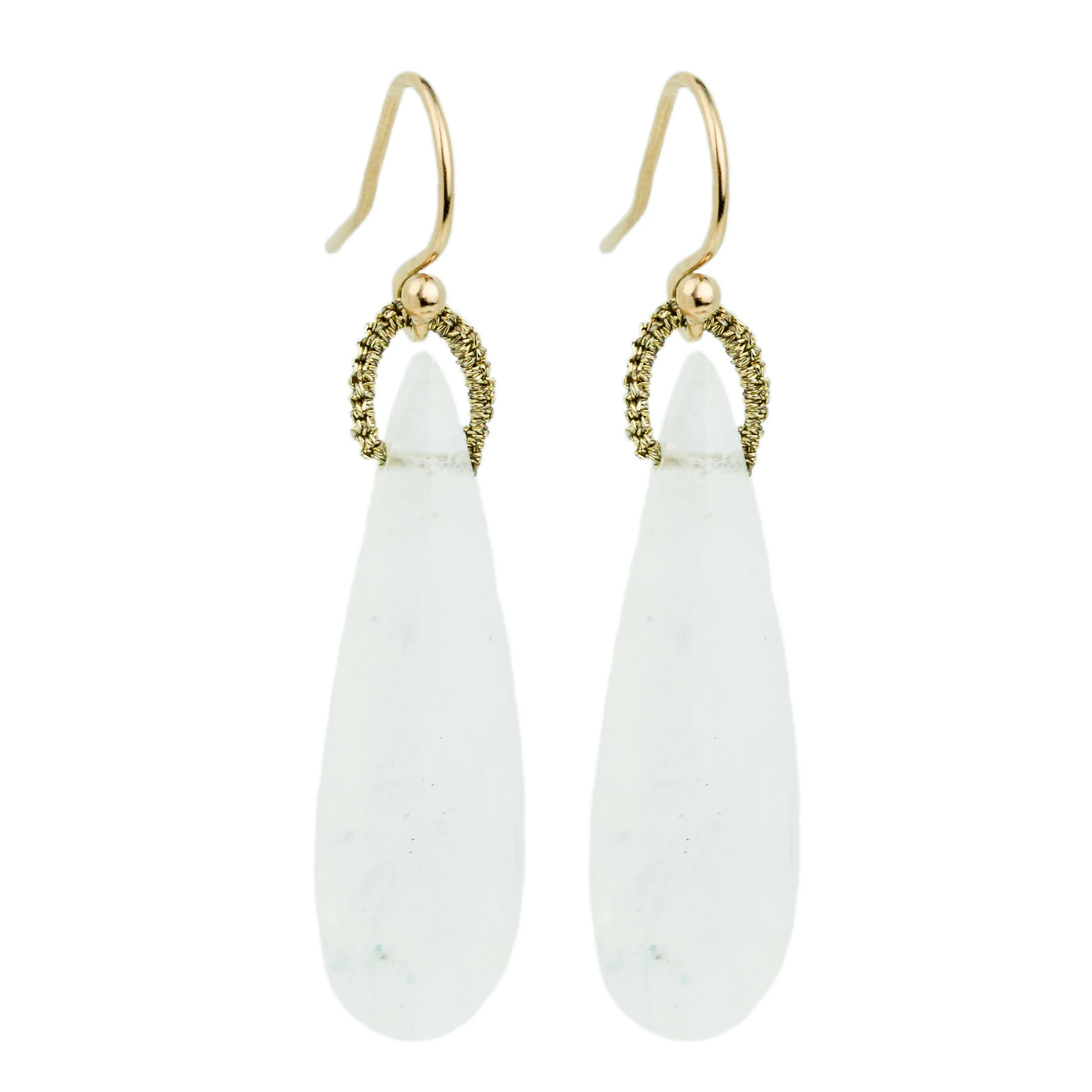 Long Rainbow Moonstone Drop Earrings