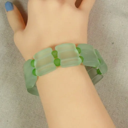 Lt Green Sea Glass Cuff Bracelet