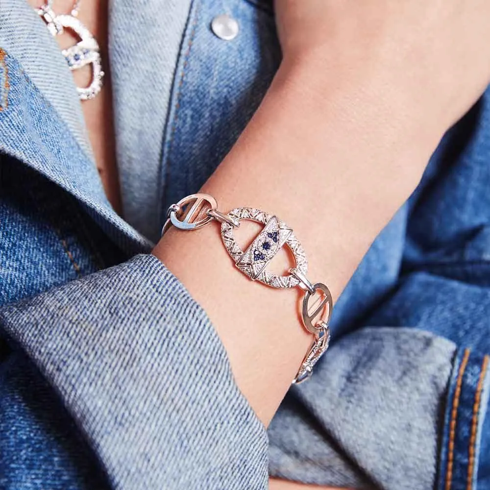 Lucky Eye Maille Marine Chain Bracelet - White Silver