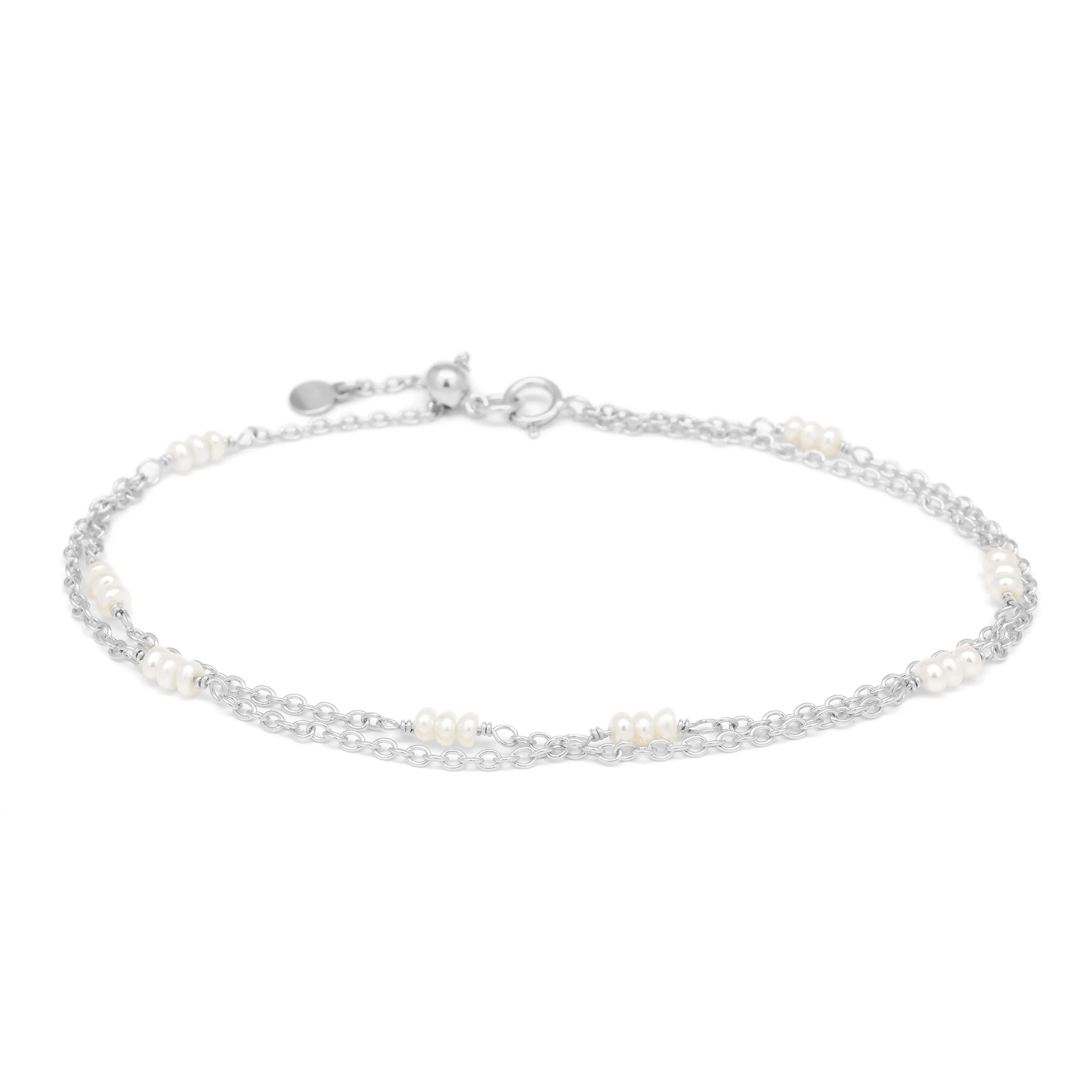Luna' Double Strand Pearl Station Bracelet