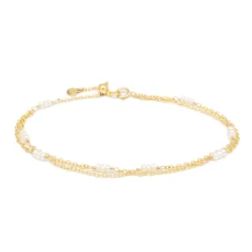 Luna' Double Strand Pearl Station Bracelet