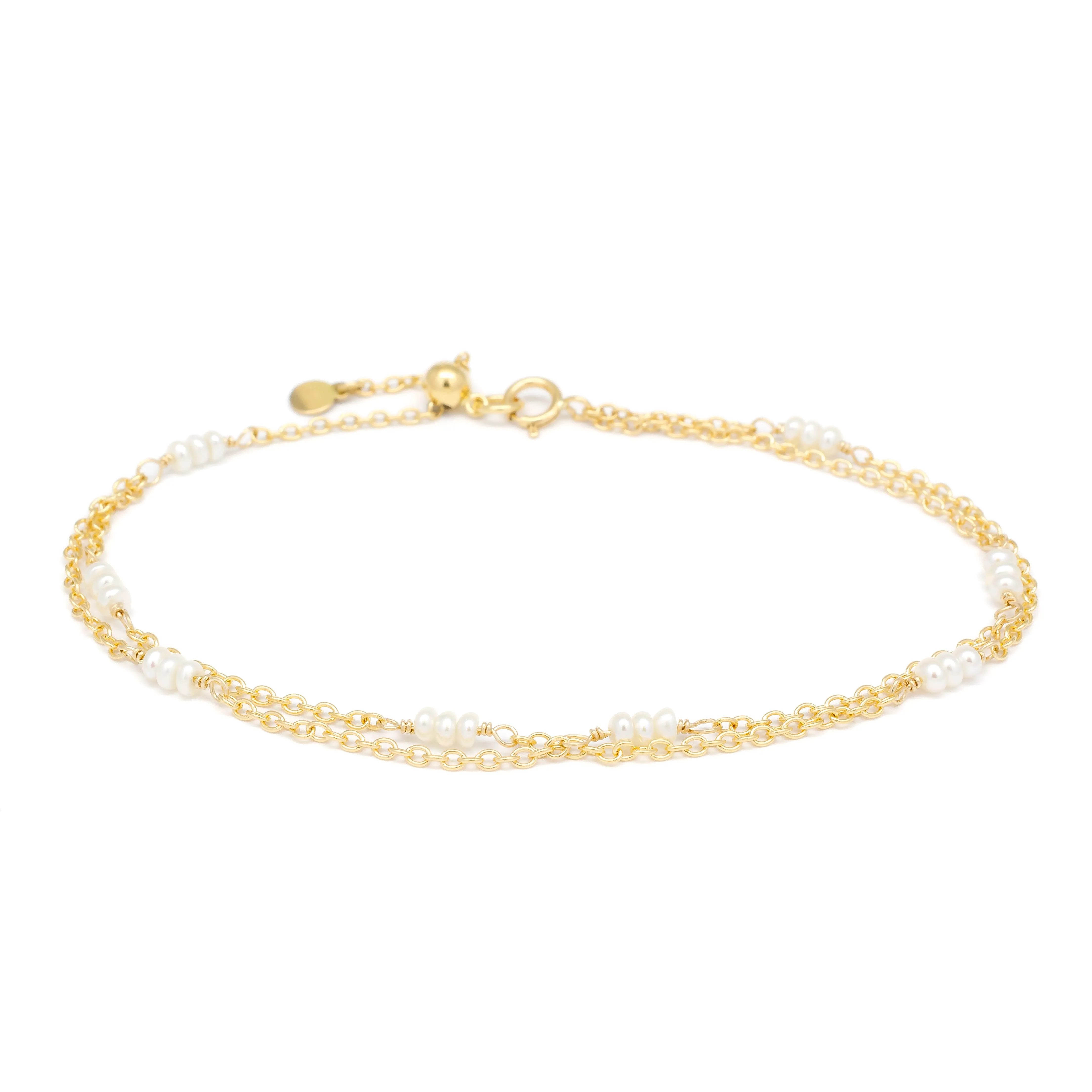 Luna' Double Strand Pearl Station Bracelet