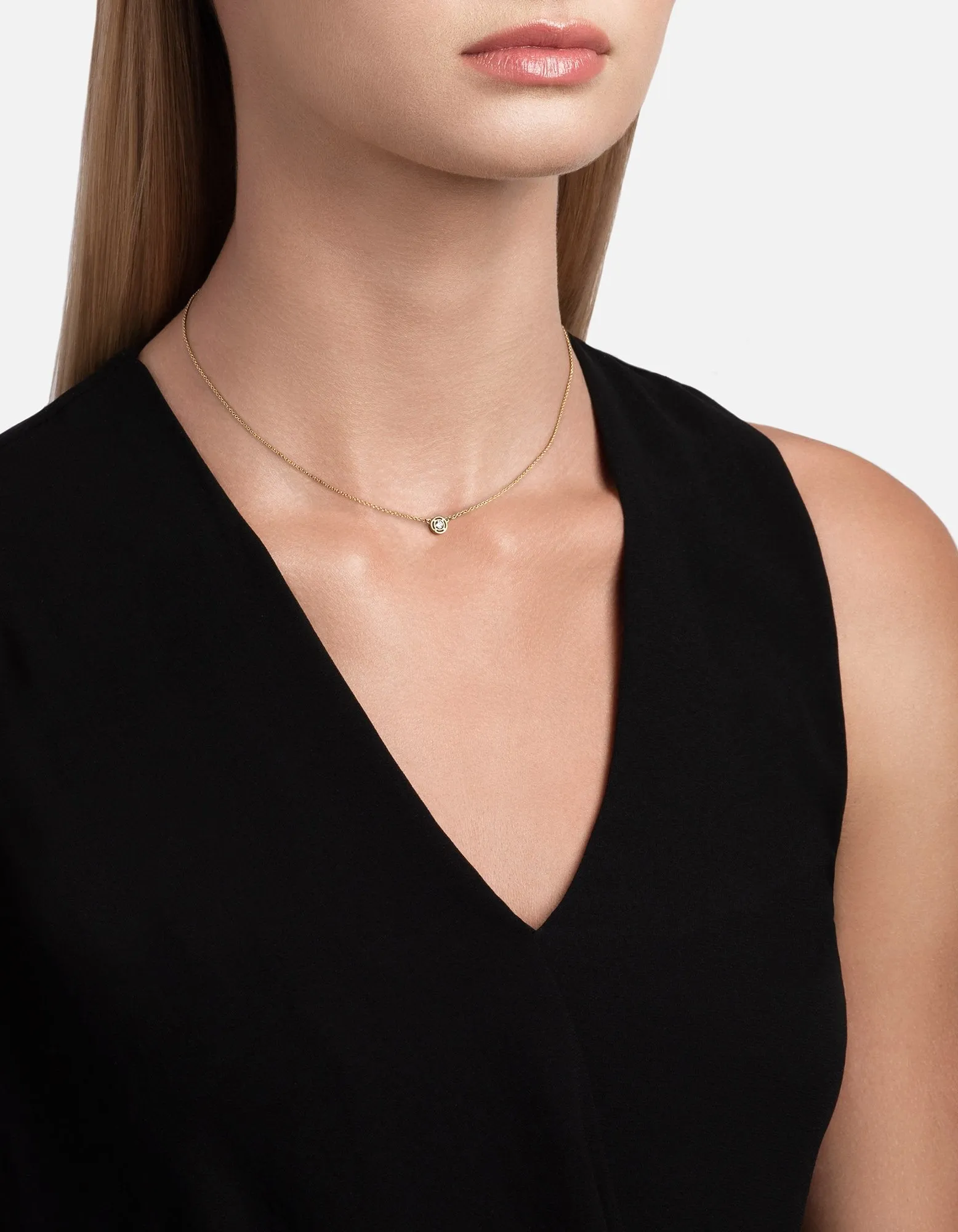 Luna Necklace, 14K Gold/Diamond