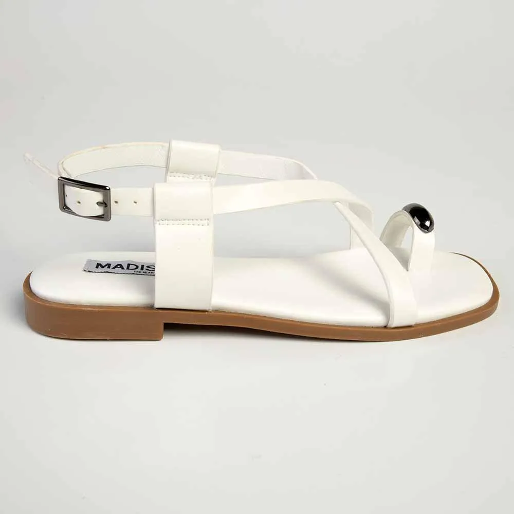 Madison Jenna Toe Ring Flat Sandal - White