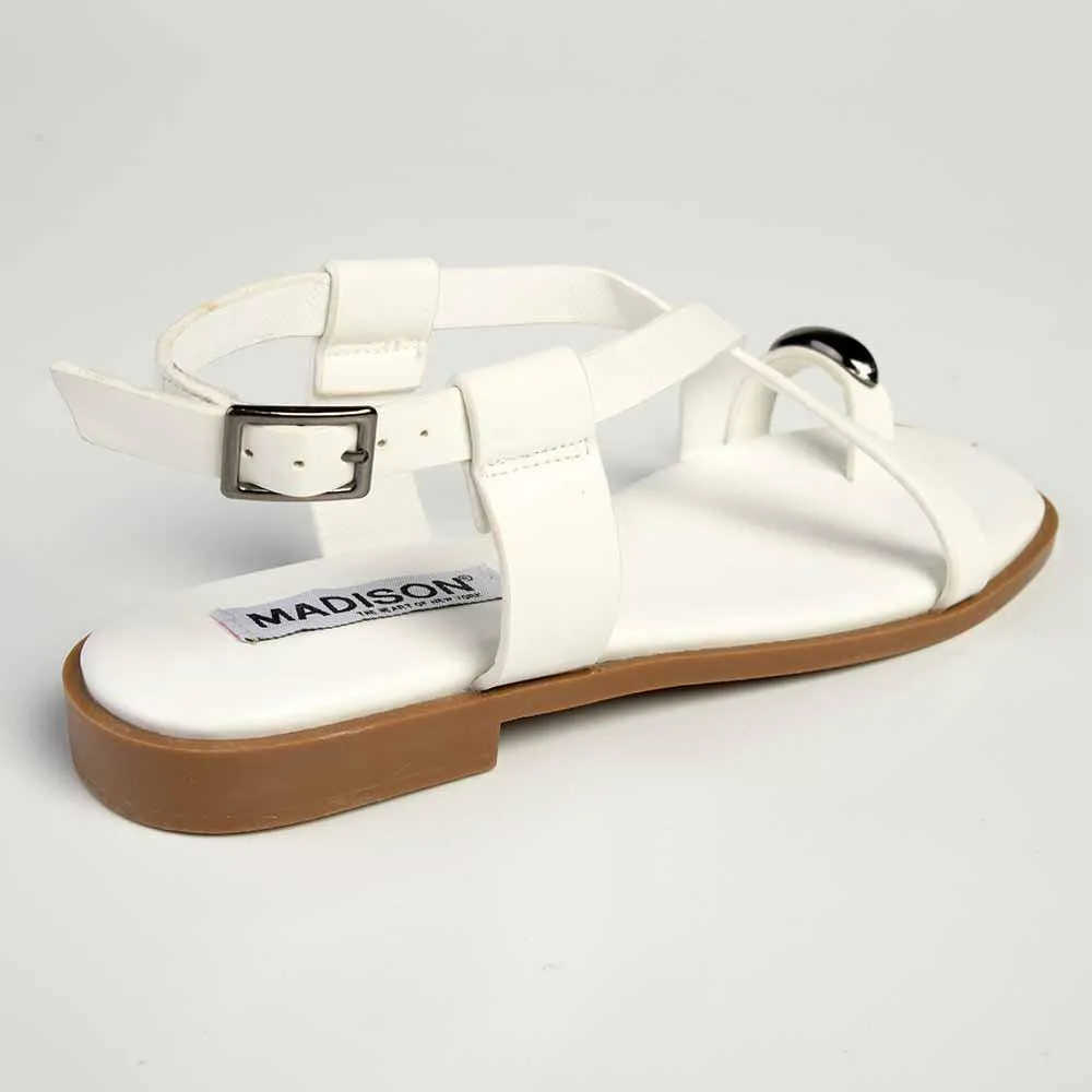 Madison Jenna Toe Ring Flat Sandal - White