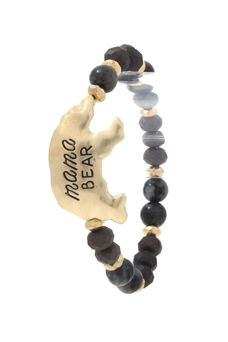 Mama Bear Beaded Stretch Bracelet