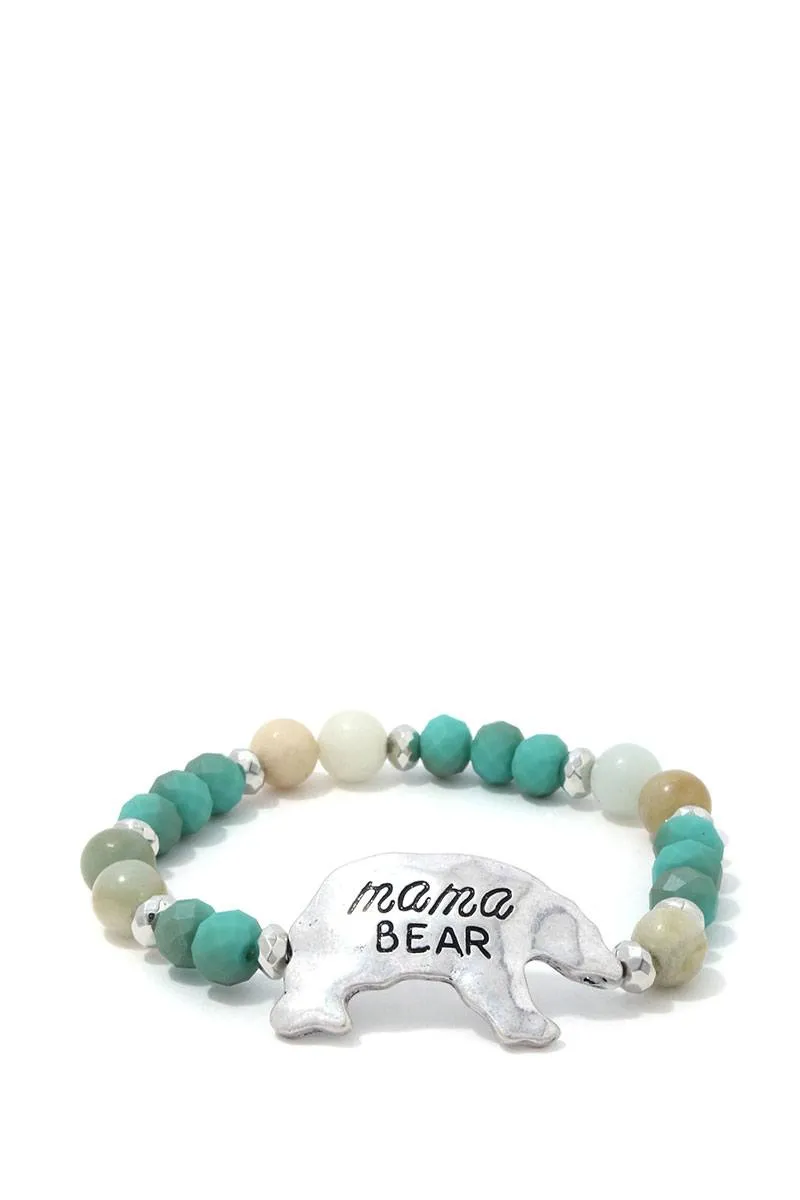 Mama Bear Beaded Stretch Bracelet
