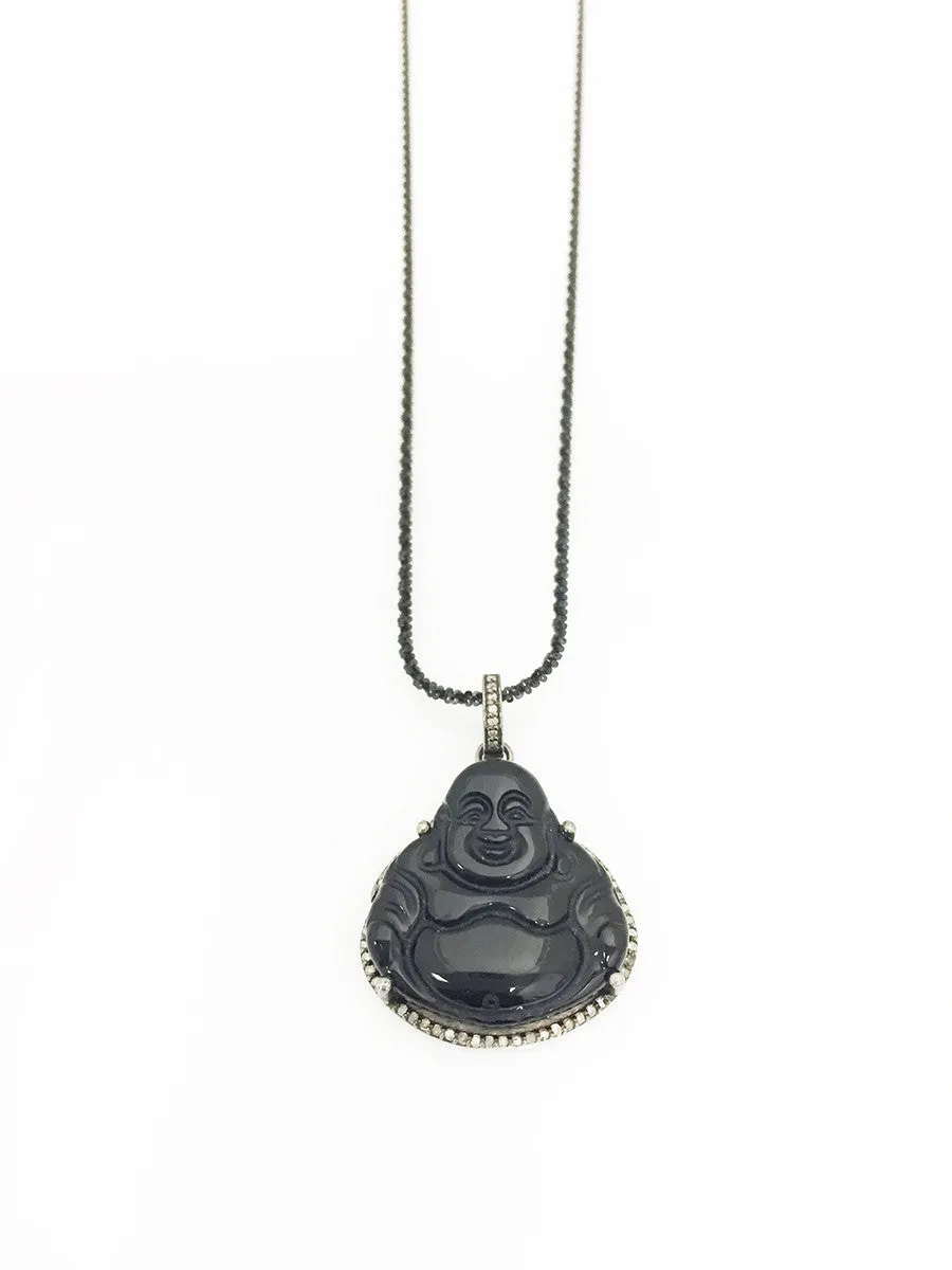 Margo Morrison Carved Black Jade Buddha Pendant