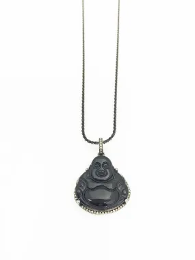 Margo Morrison Carved Black Jade Buddha Pendant