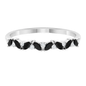 Marquise Created Black Diamond and Diamond Half Eternity Ring