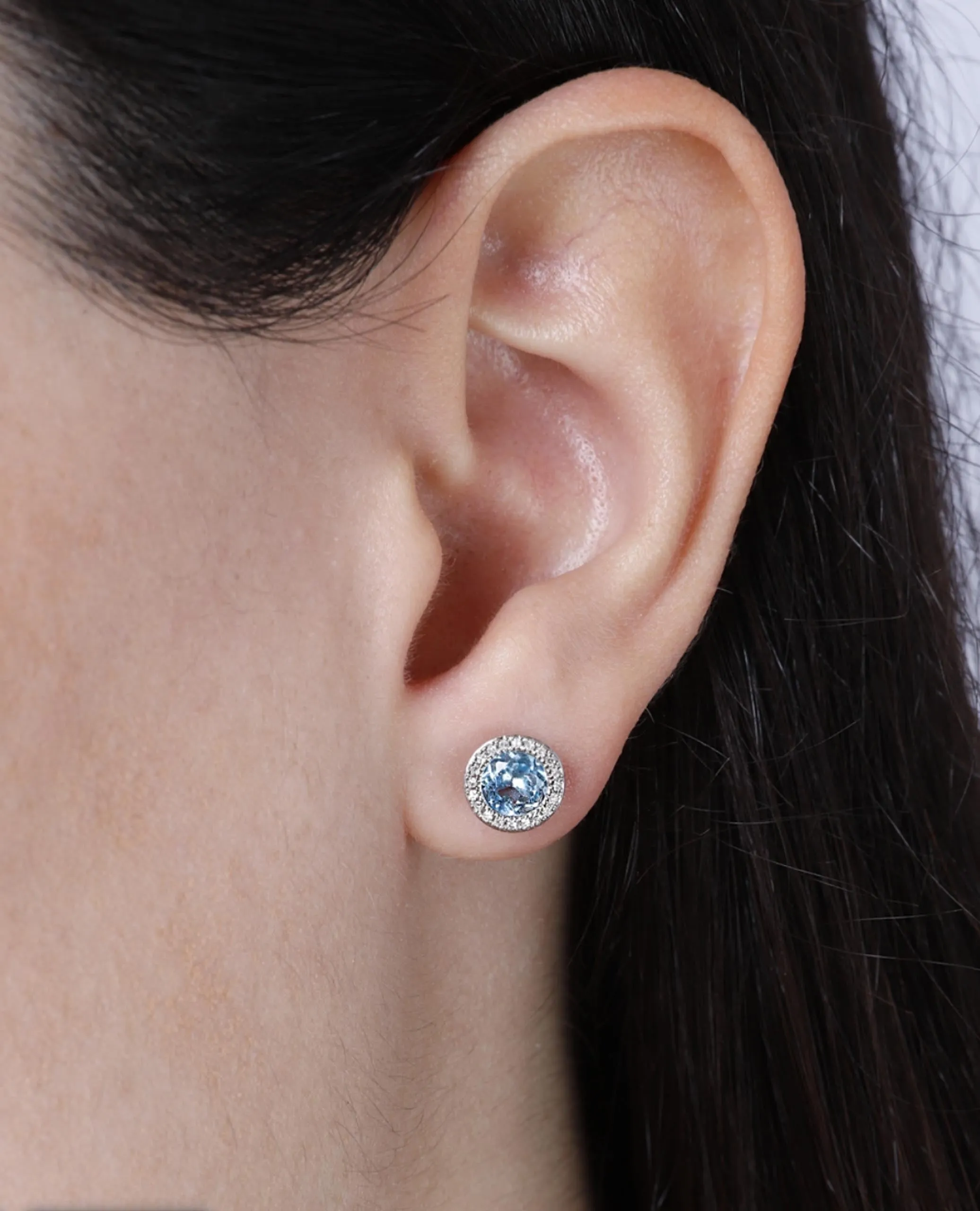 Martini Earrings in 14K White Gold with Diamonds and White Topaz