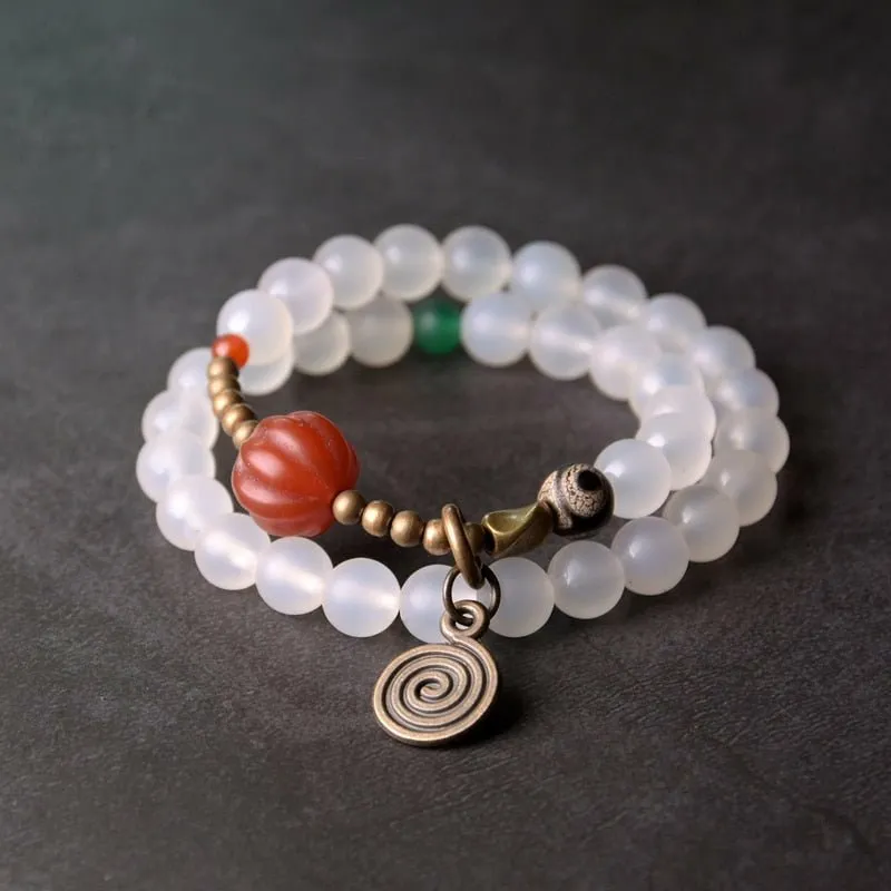 Matte Polished Onyx & Agate Beaded Bracelet - 2 Colors