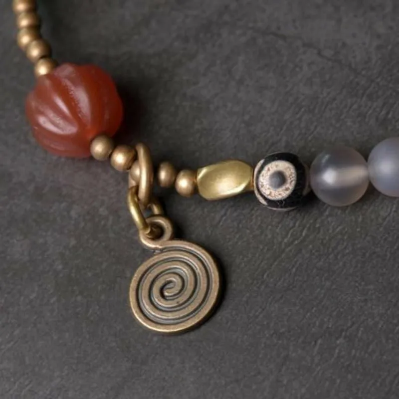 Matte Polished Onyx & Agate Beaded Bracelet - 2 Colors