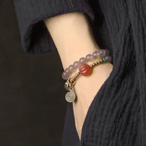 Matte Polished Onyx & Agate Beaded Bracelet - 2 Colors