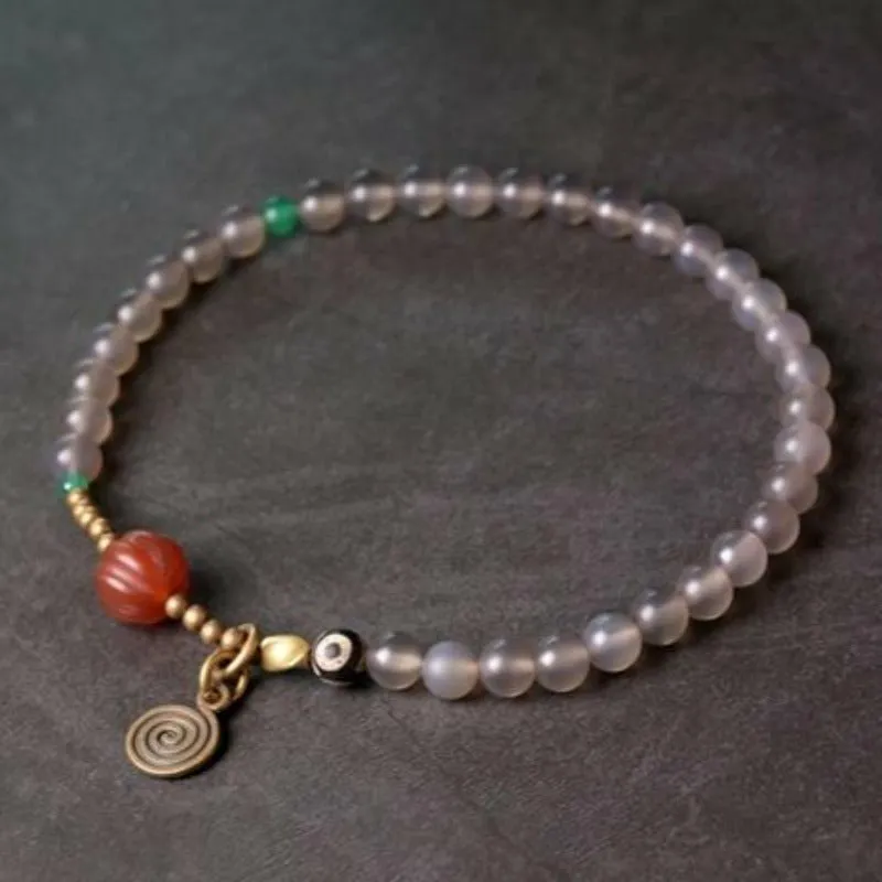 Matte Polished Onyx & Agate Beaded Bracelet - 2 Colors