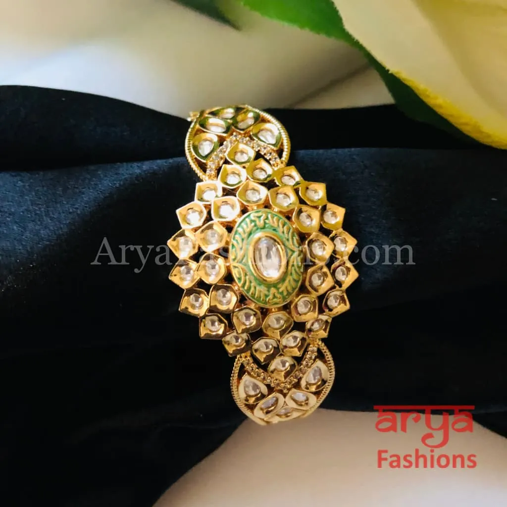 Meera Meenakari Bracelet/ Pacchi Kundan Rajwadi Openable Bracelet