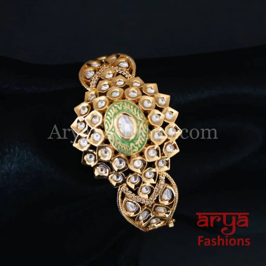 Meera Meenakari Bracelet/ Pacchi Kundan Rajwadi Openable Bracelet