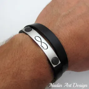 Mens Infinity Bracelet - Custom Name Cuff