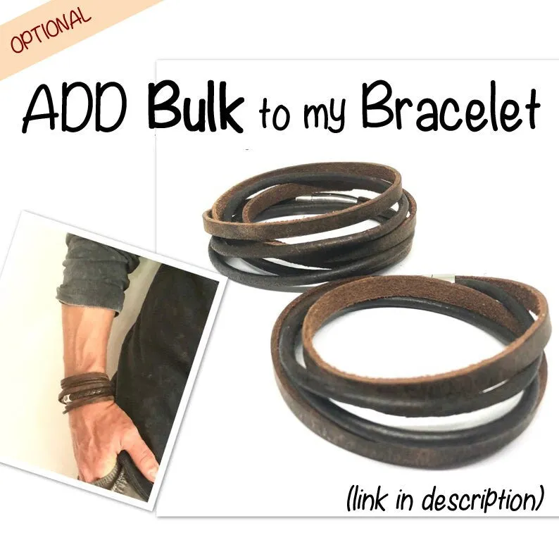 Men's Personalised Black Leather Wrap Bracelet