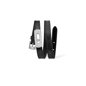 MESSIKA, MY MOVE LEATHER BRACELET, BLACK, WHITE GOLD PAVÉ