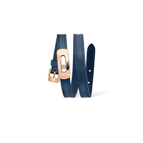 MESSIKA, MY MOVE LEATHER BRACELET, CHINA BLUE, PINK GOLD