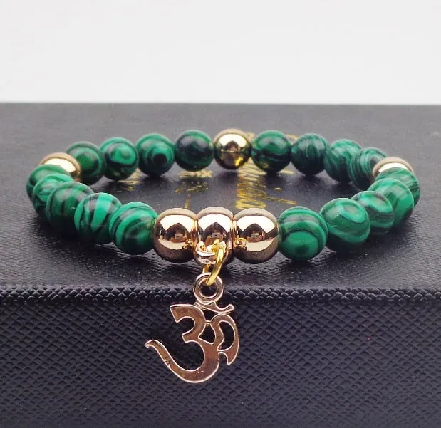 Metal OM with Beads Elastic Rope Bracelet