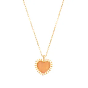 Mini Heart Necklace Pink Jade