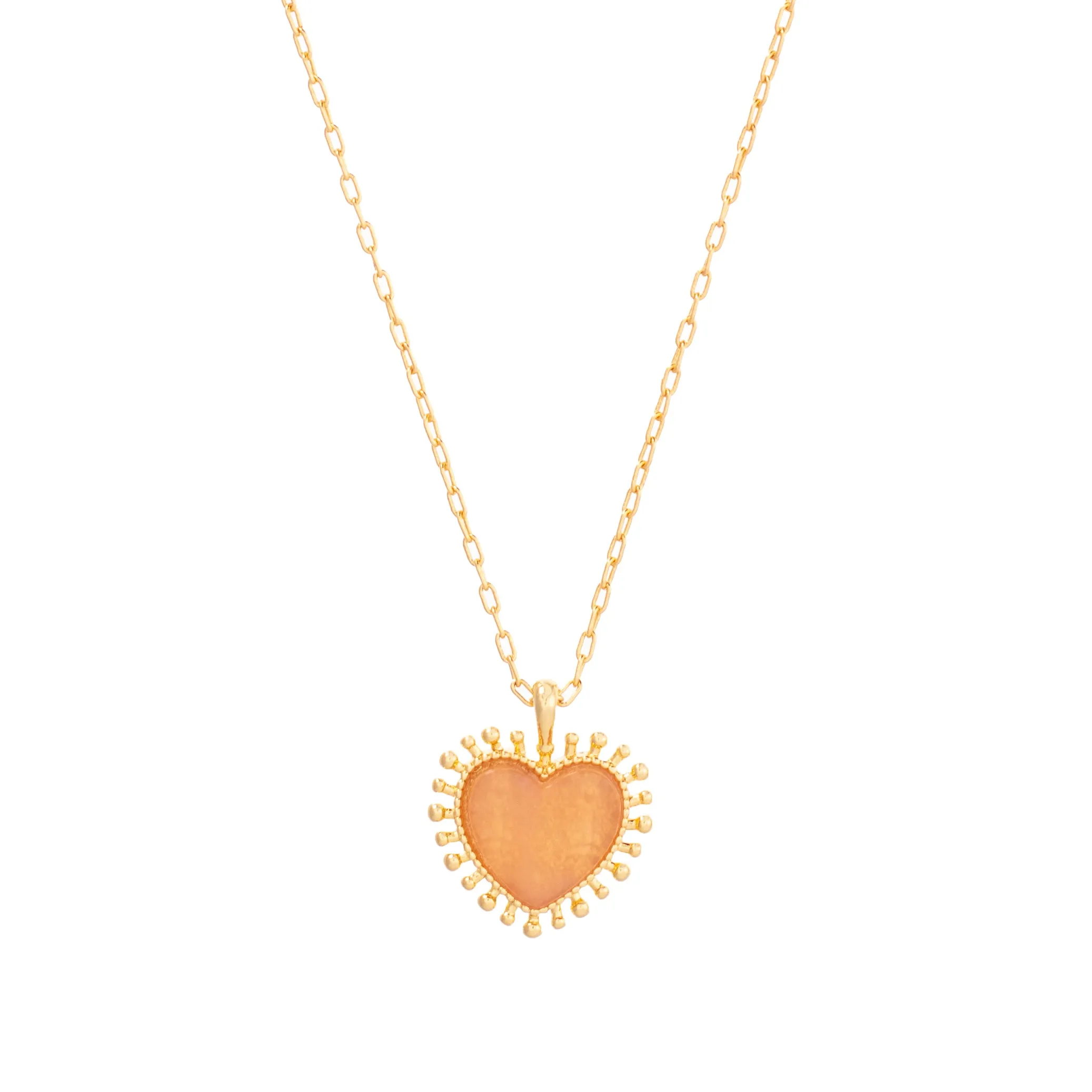 Mini Heart Necklace Pink Jade