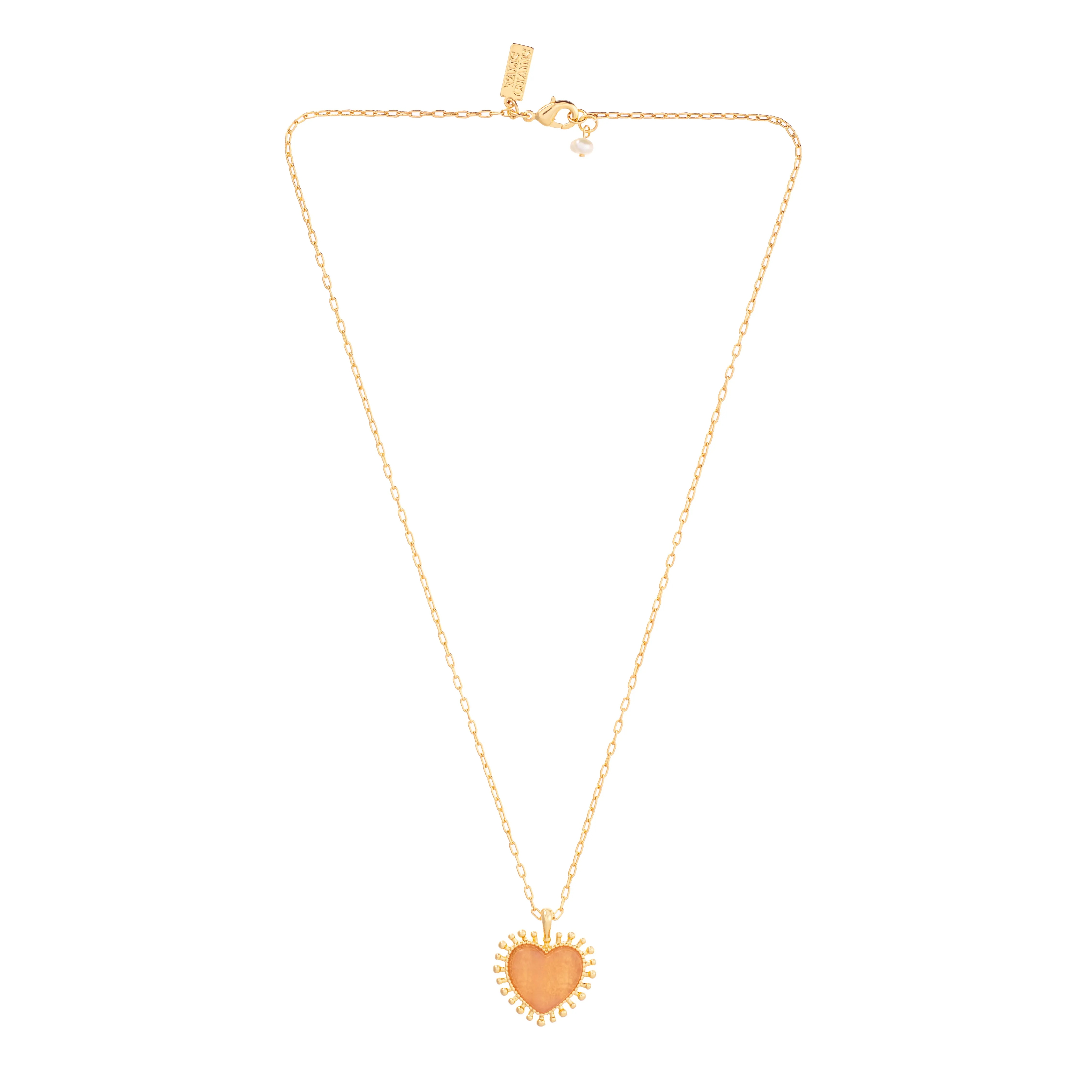 Mini Heart Necklace Pink Jade
