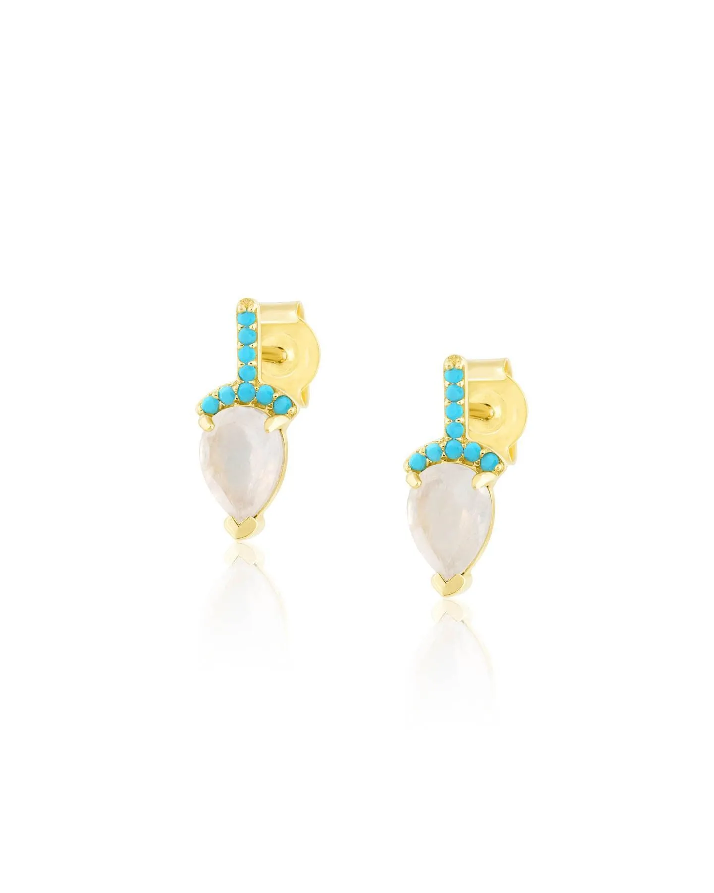 Mini Moonstone Pear Pave Stone Earrings