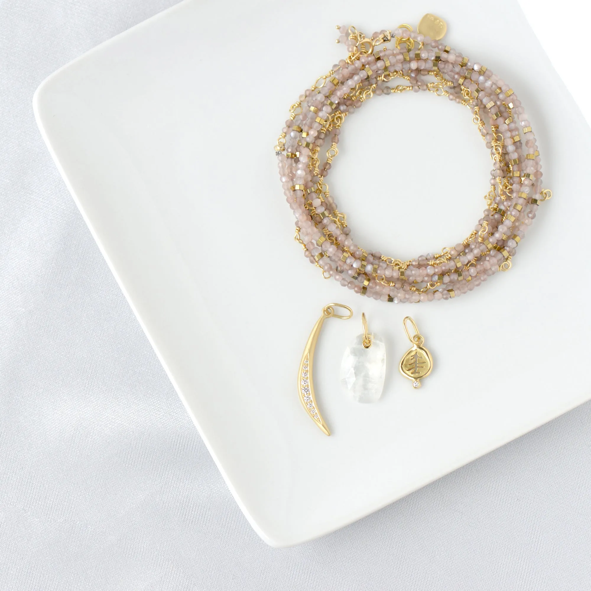 Mink Moonstone Wrap Bracelet - Necklace