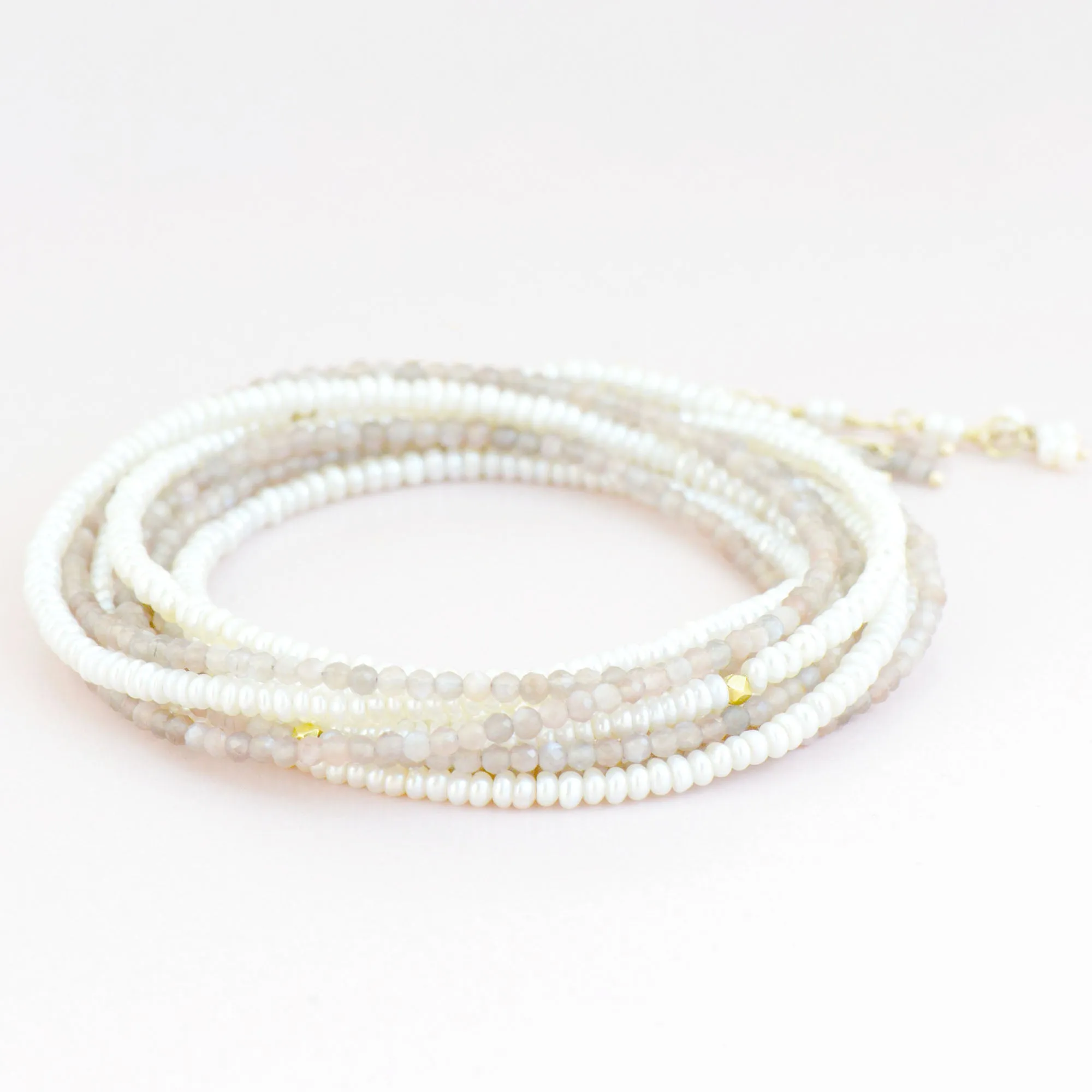 Mink Moonstone Wrap Bracelet - Necklace