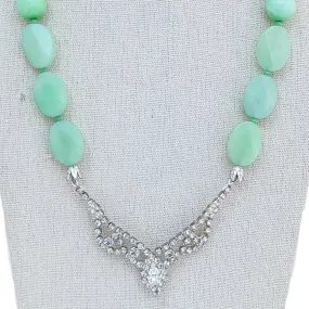 Mint Jade Vintage Rhinestone Necklace