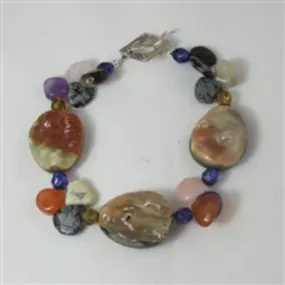 Mixed Gemstone & Abalone Sea Shell Bracelet