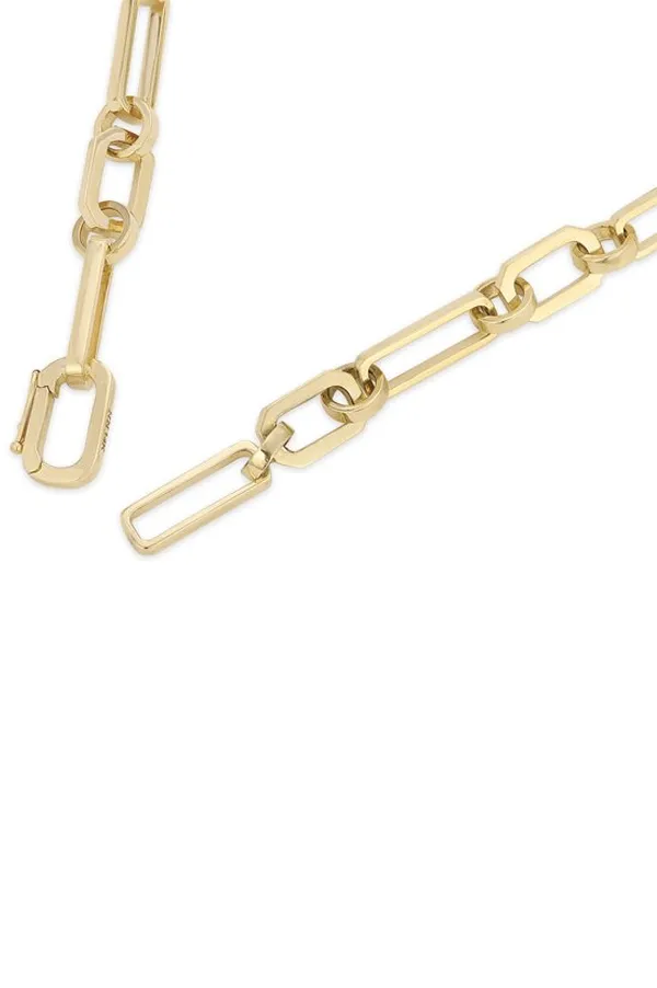 Mixed Link Necklace with 3 Center Diamond Links
