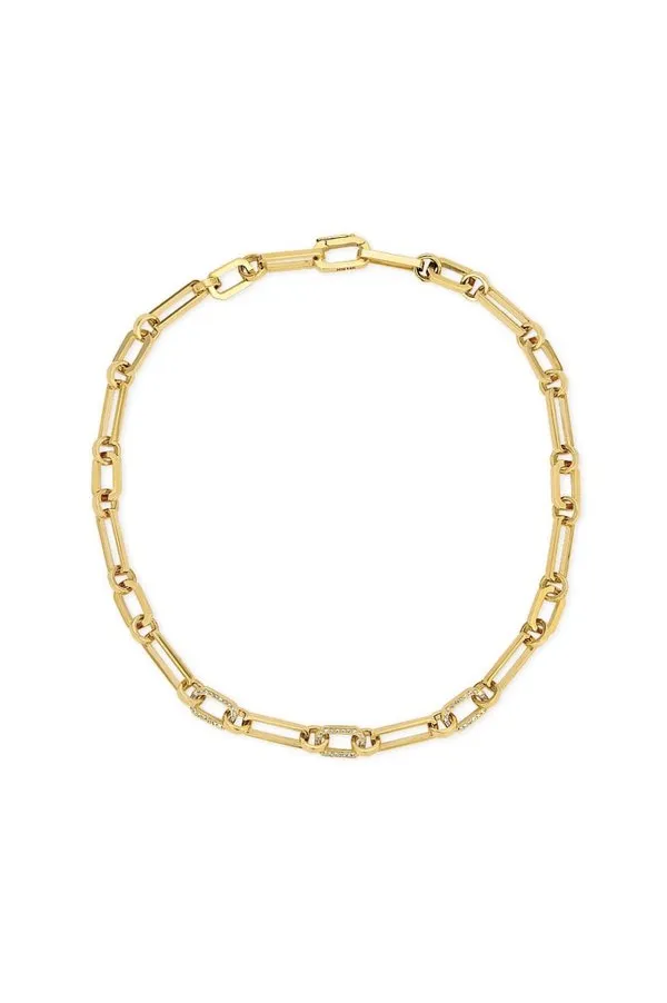 Mixed Link Necklace with 3 Center Diamond Links
