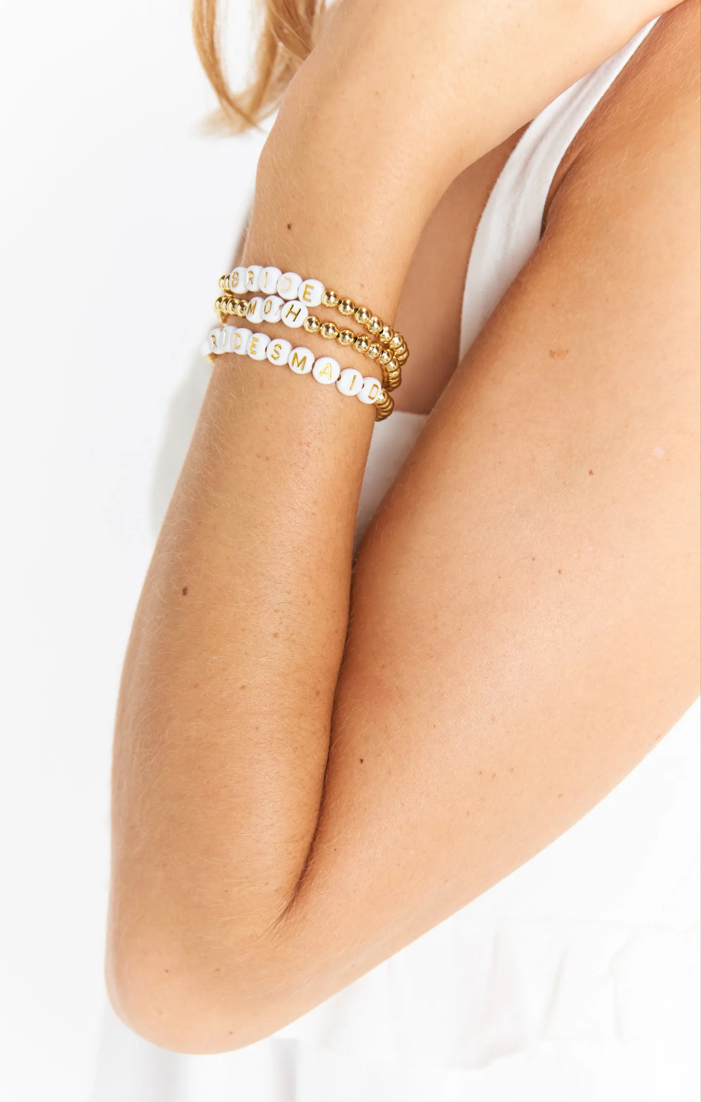 MOH Bracelet ~ Gold & White Beaded