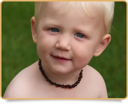 Momma Goose Amber Teething Necklace-Raw Cherry & Amethyst
