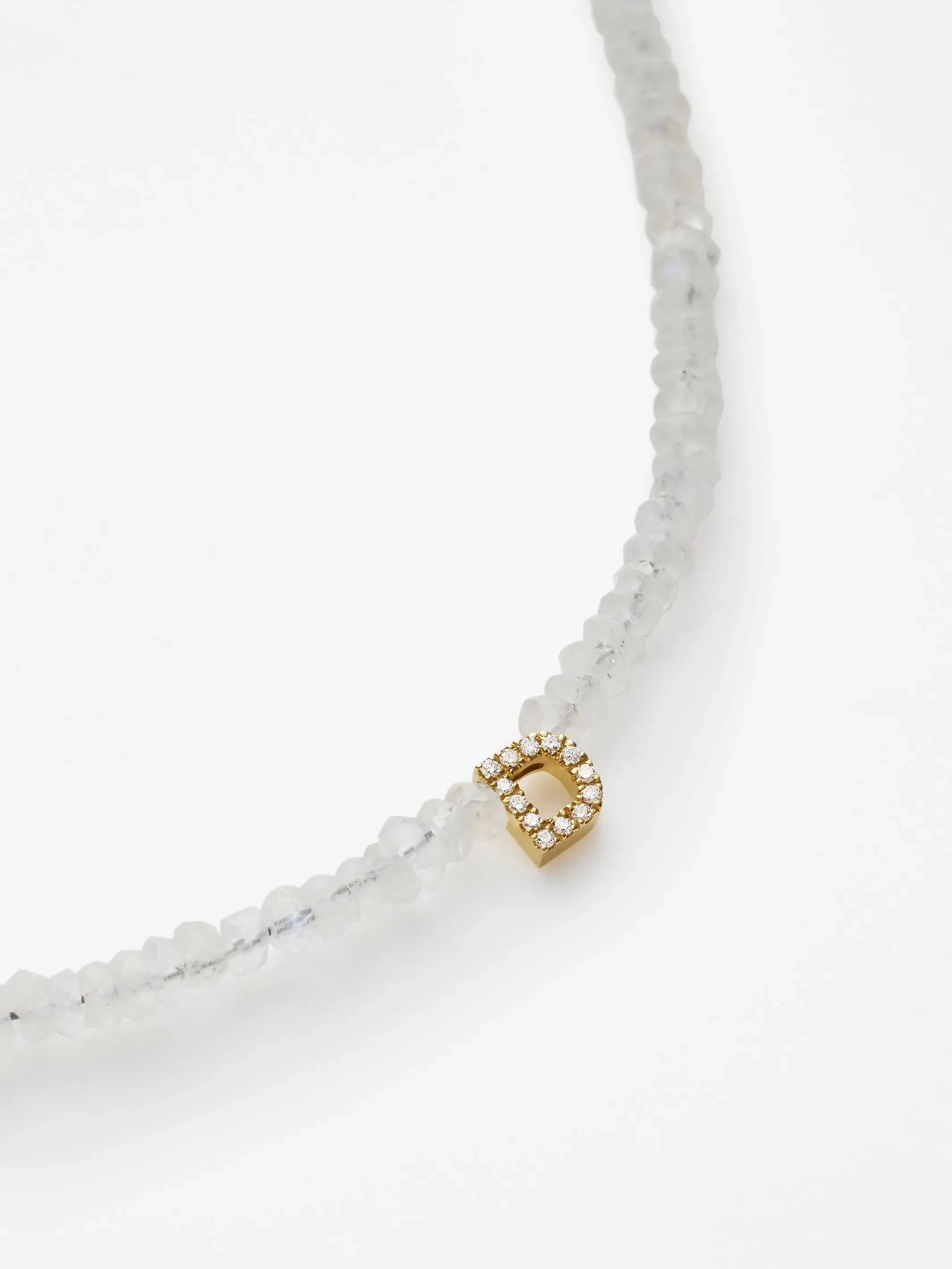 Moonstone 18-Karat Gold Diamond Letter Bracelet