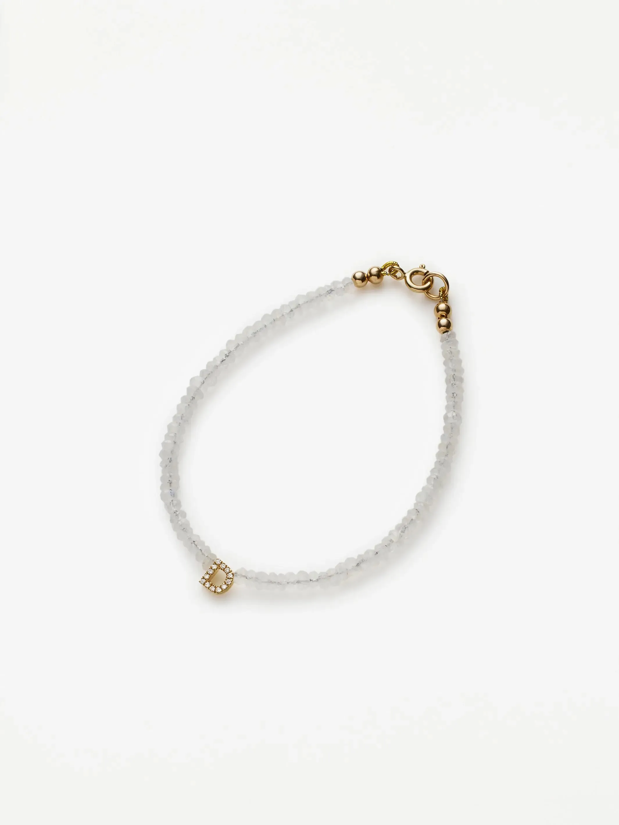 Moonstone 18-Karat Gold Diamond Letter Bracelet