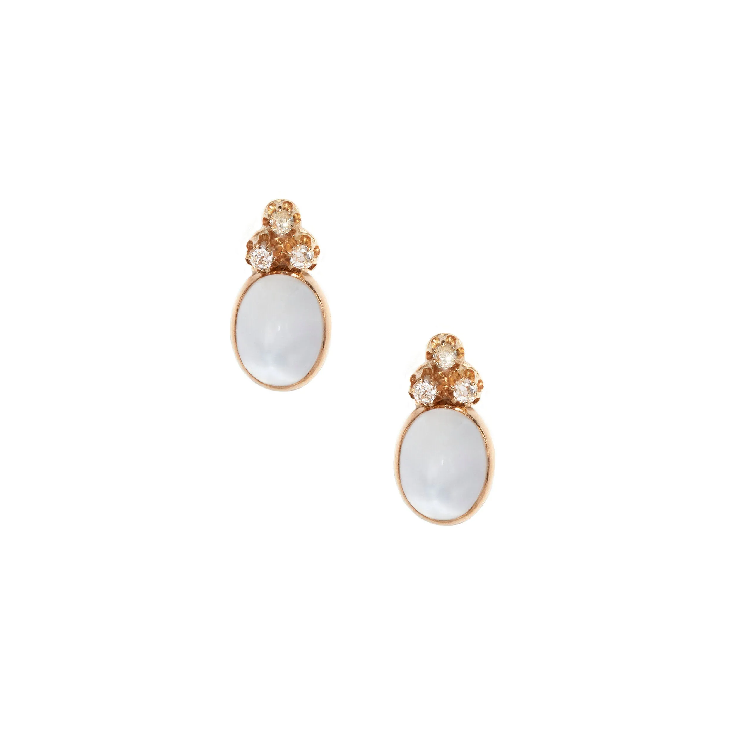 Moonstone and Diamond Earrings