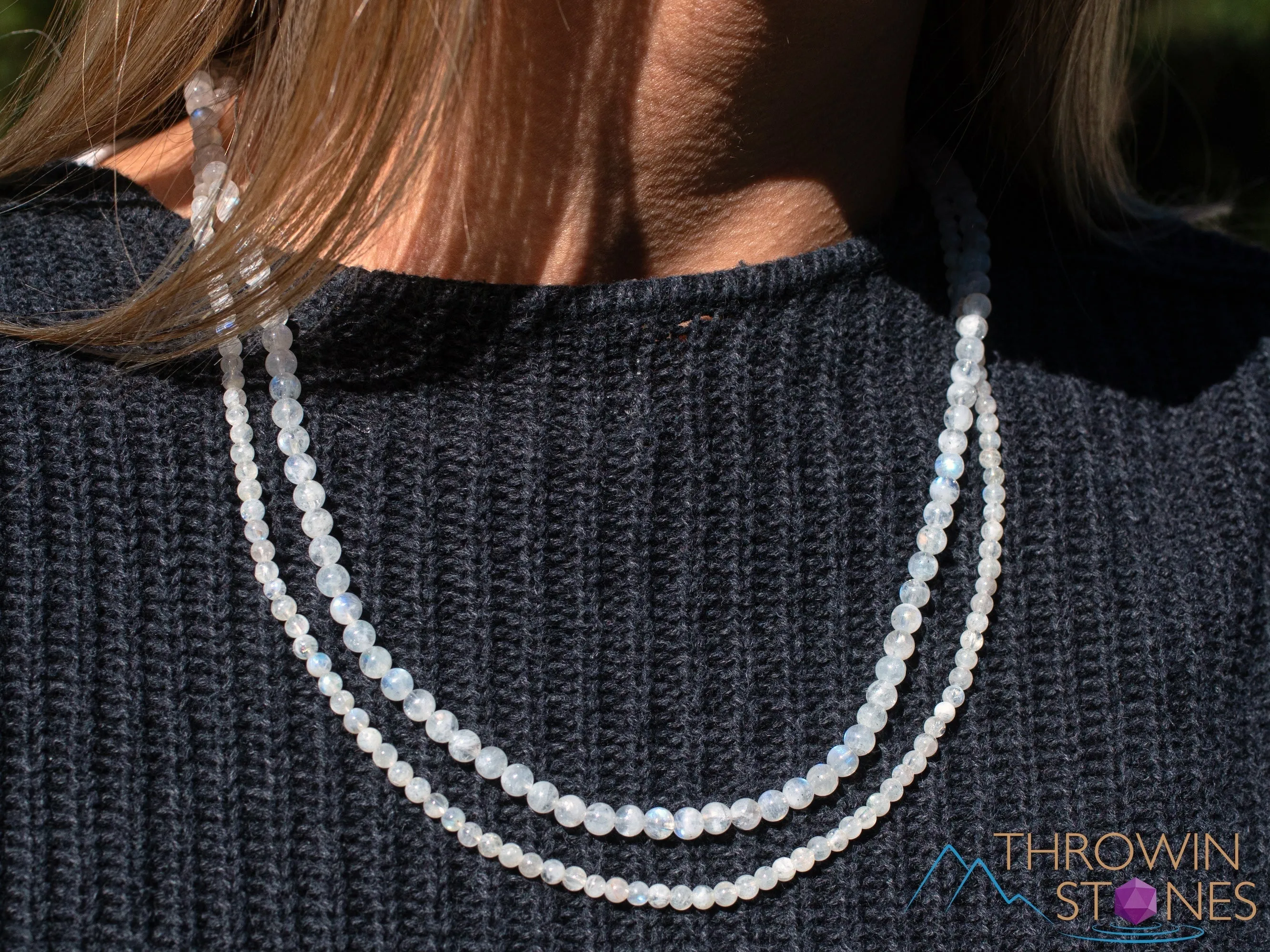 MOONSTONE Crystal Jewelry - Wrap Bracelet, Crystal Beaded Necklace, Crystal Beaded Bracelet, E1635