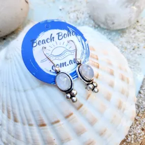 MOONSTONE DREAMS - MOONSTONE 925 SILVER HOOK EARRINGS